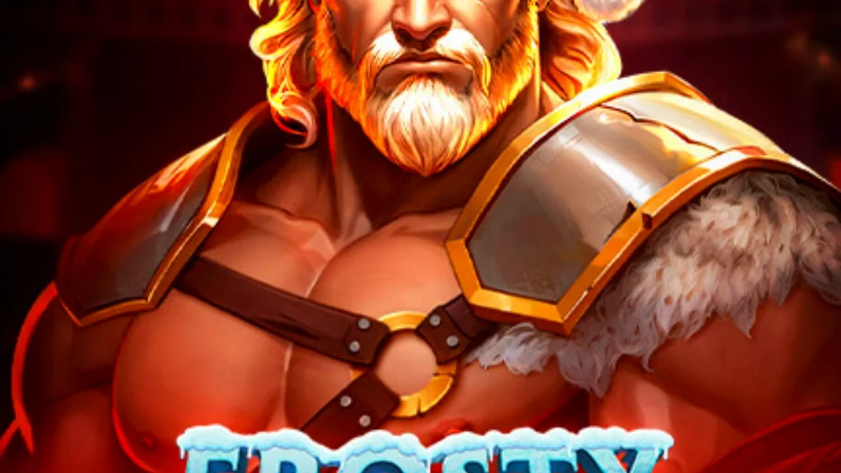 Interface do jogo de slot Frosty Rage com tema natalino e gladiador